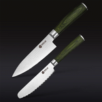 Damascus Steel Starter Knife Set, 2-pc (Green)