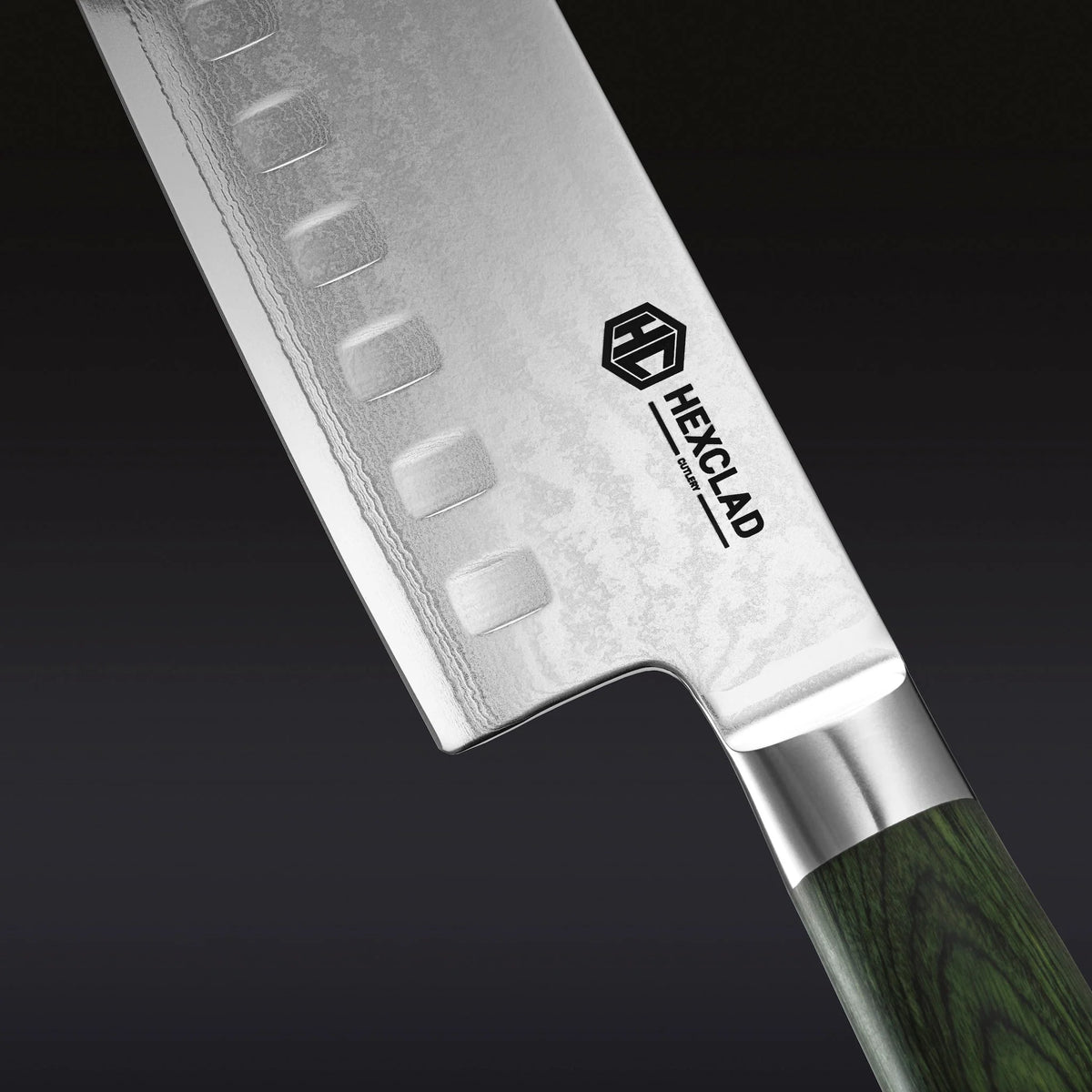 Damascus Steel Nakiri Knife, 6.5" (Green)