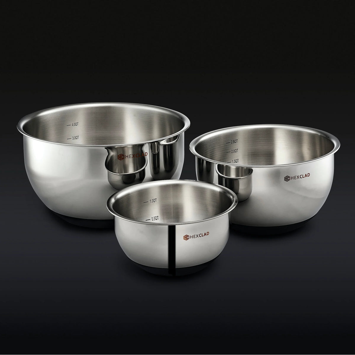 Stainless Mixing Bowl Set with Vacuum Seal Lids, 6-pc