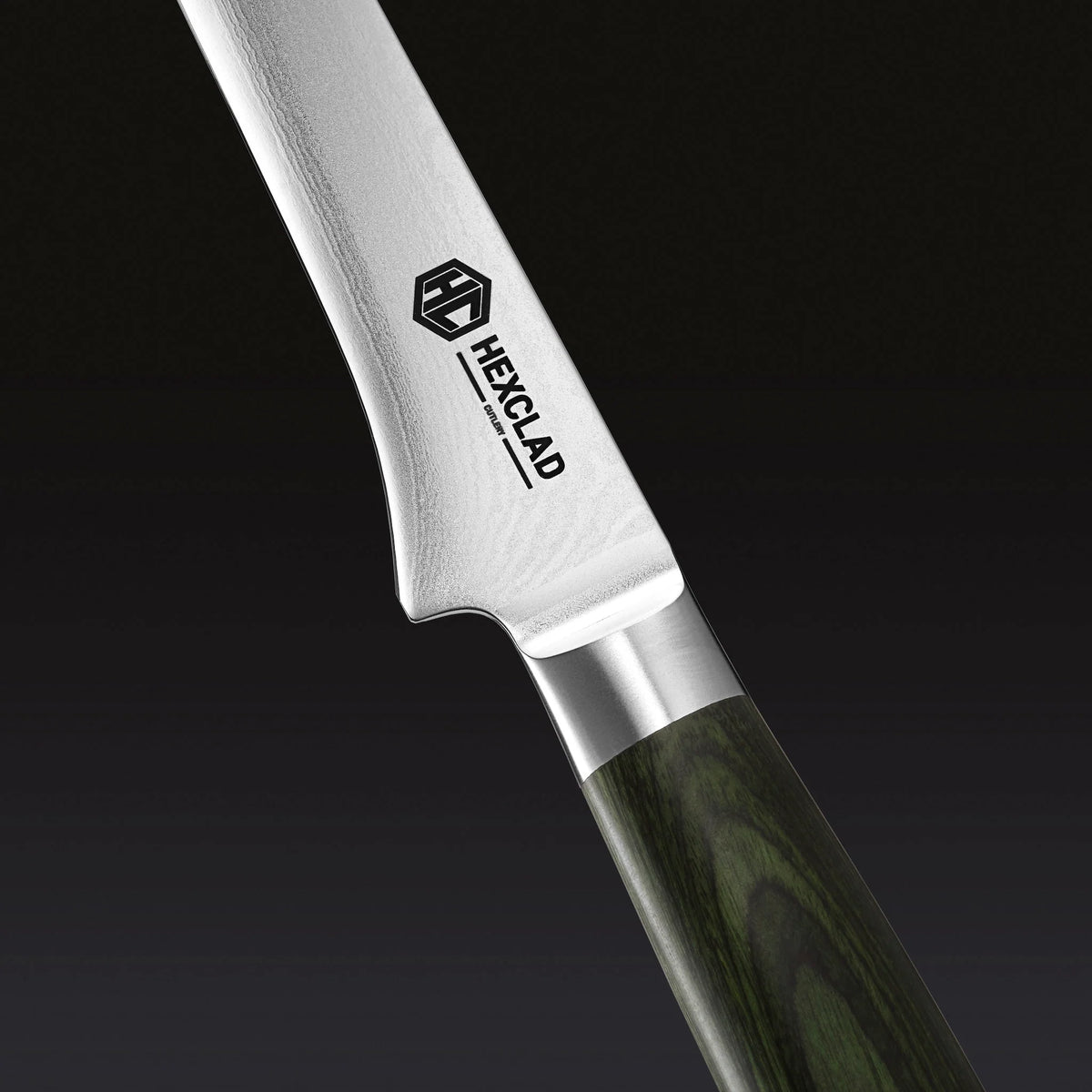 Damascus Steel Boning & Fillet Knife, 6" (Green)