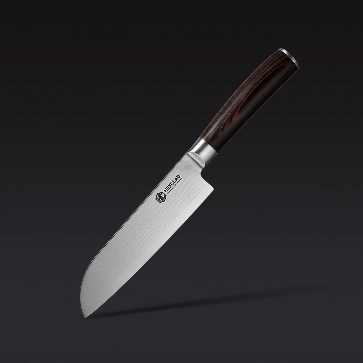 Damascus Steel Santoku Knife, 7" (Espresso)