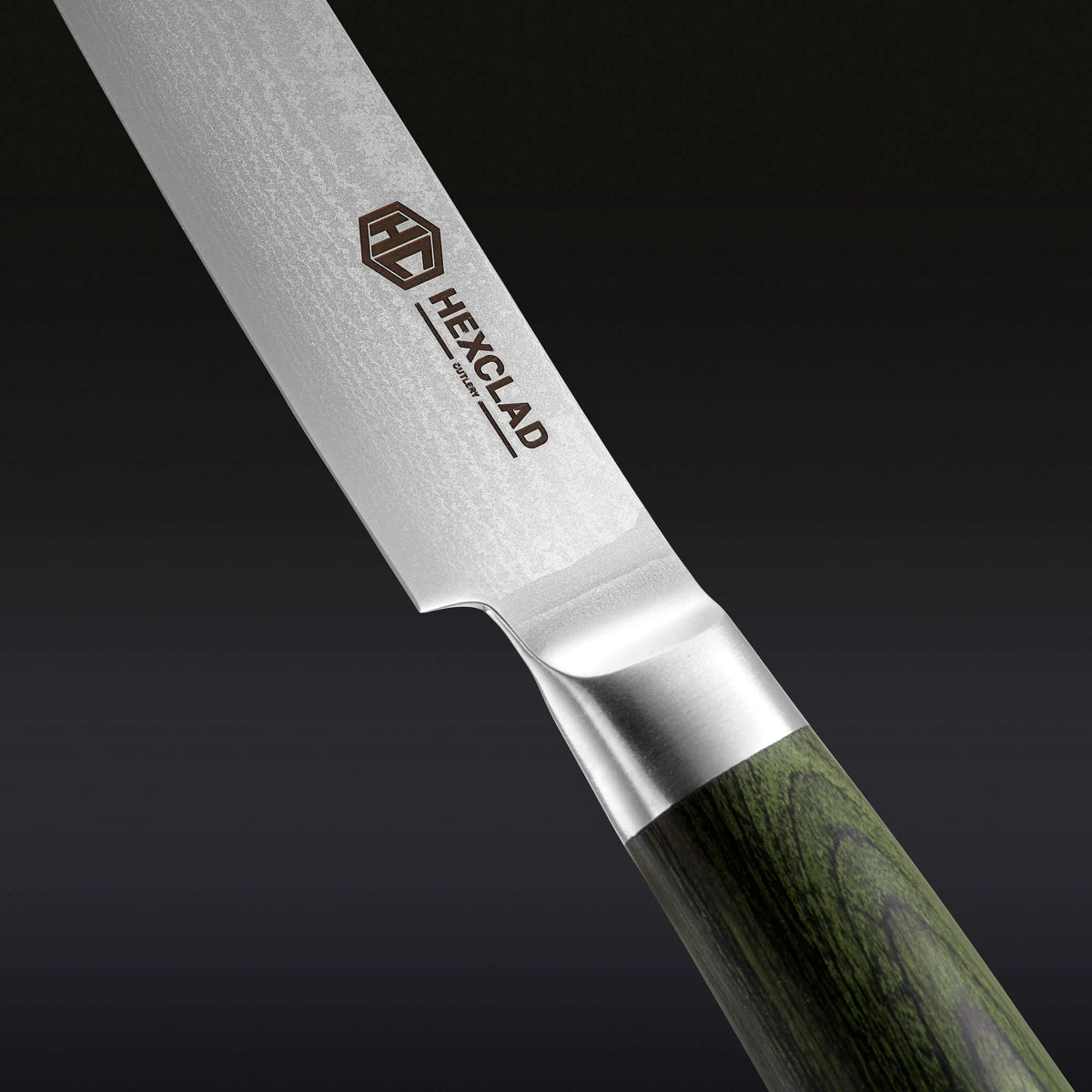 Damascus Steel Utility Knife, 5" (Green)