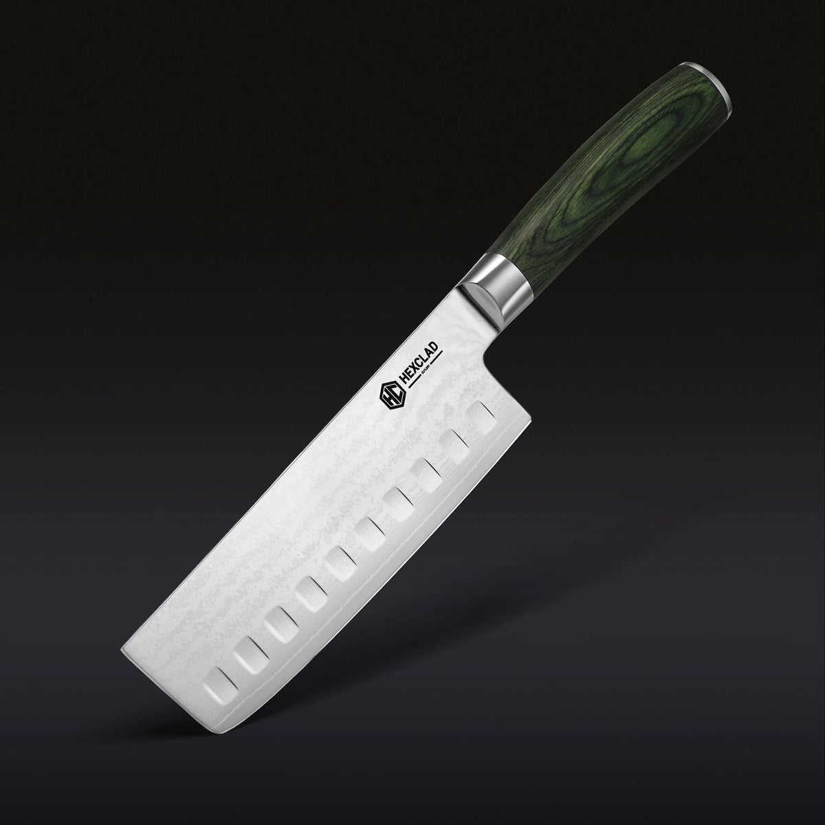 Damascus Steel Nakiri Knife, 6.5" (Green)